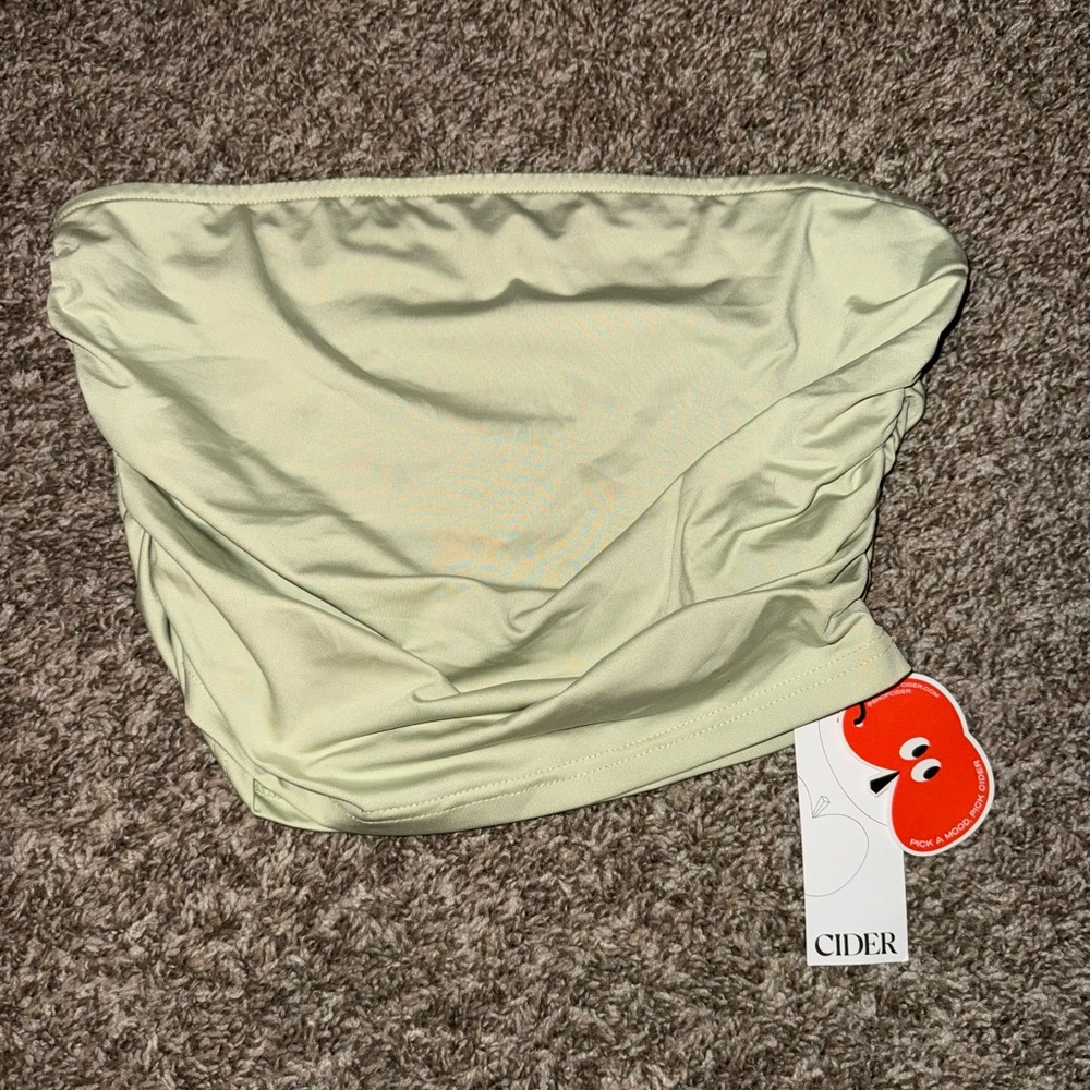 Cider Mint Green Strapless Top